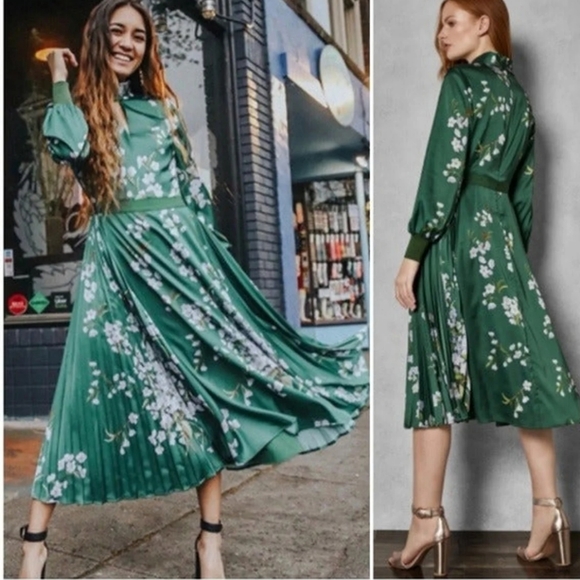 🍒NWOT🍒 TED BAKER SATIN MIDI DRESS - Picture 3 of 6